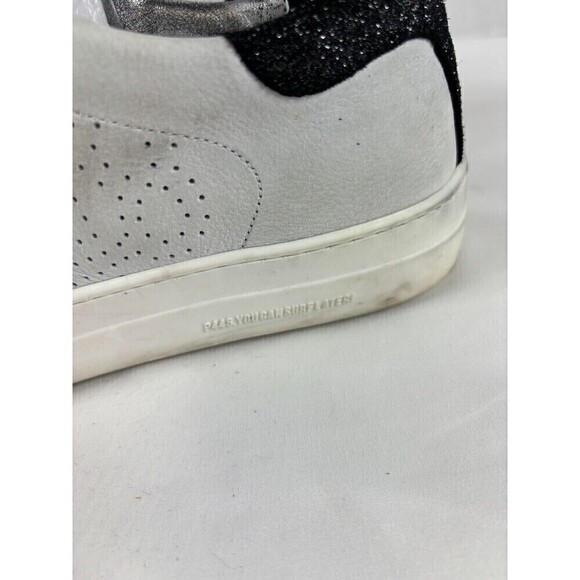 P448 John Sneakers Light Grey Black Glitter Reptile Print Embossed Toe Tongue 40 - Picture 5 of 15
